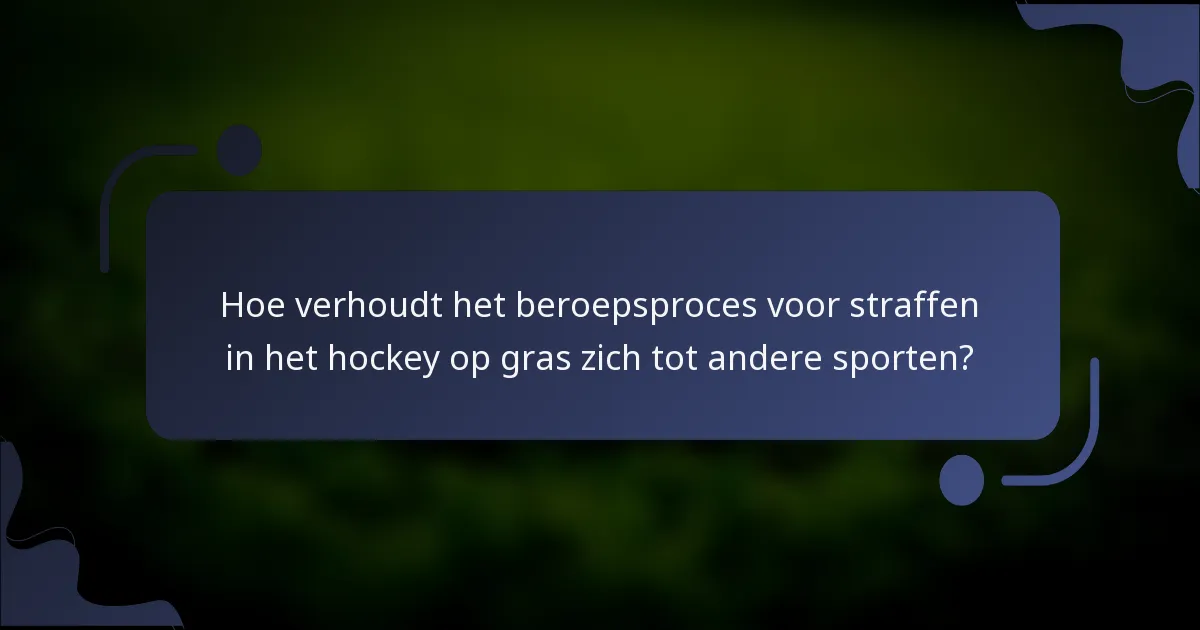 Hoe verhoudt het beroepsproces voor straffen in het hockey op gras zich tot andere sporten?