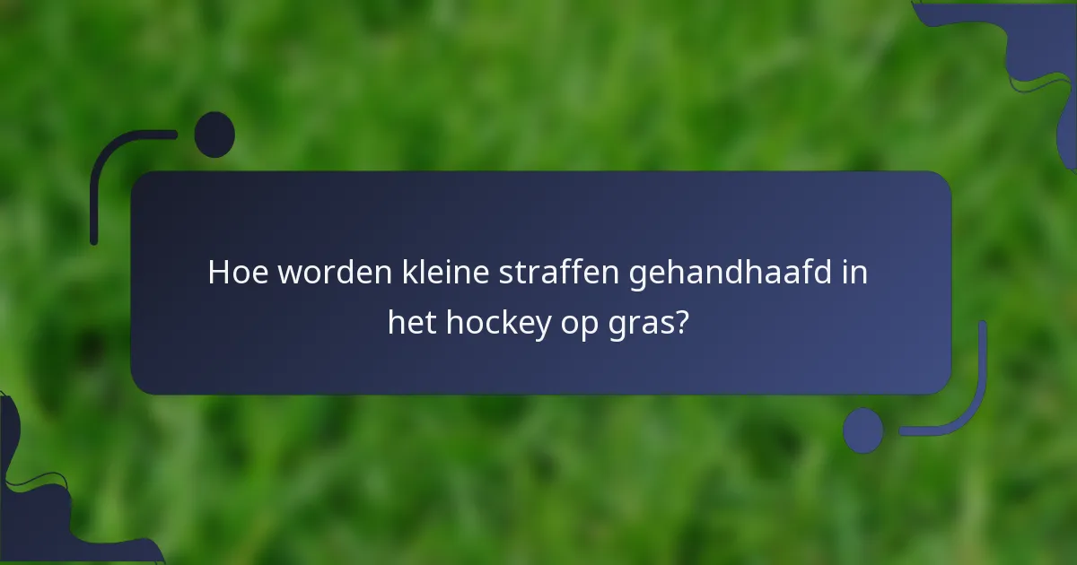Hoe worden kleine straffen gehandhaafd in het hockey op gras?