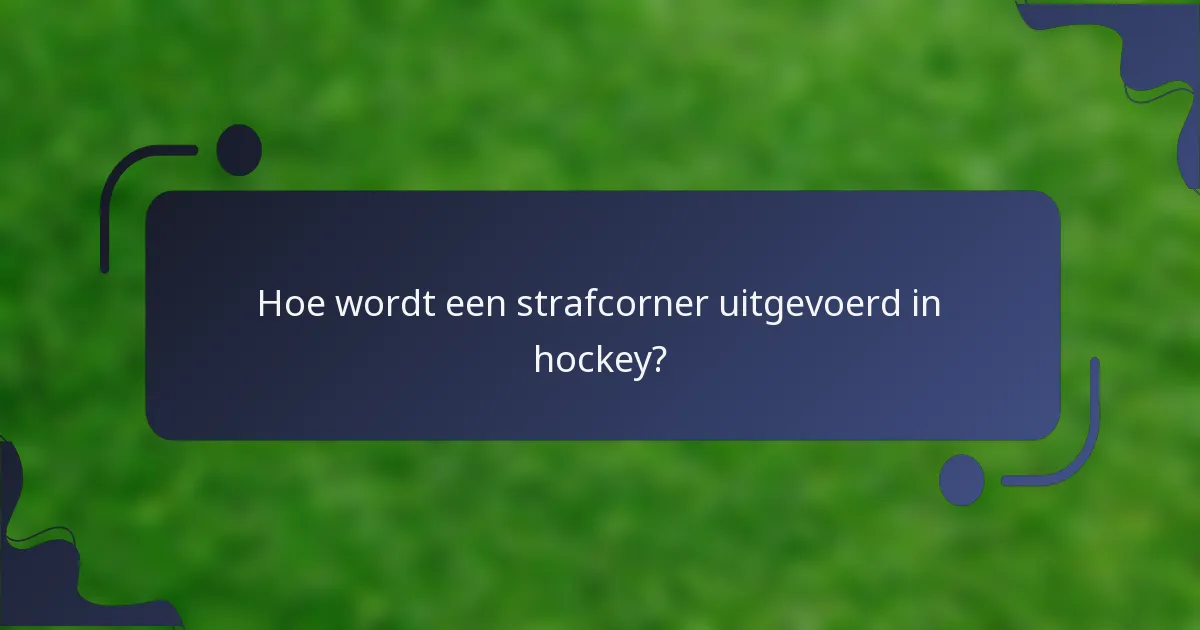 Hoe wordt een strafcorner uitgevoerd in hockey?